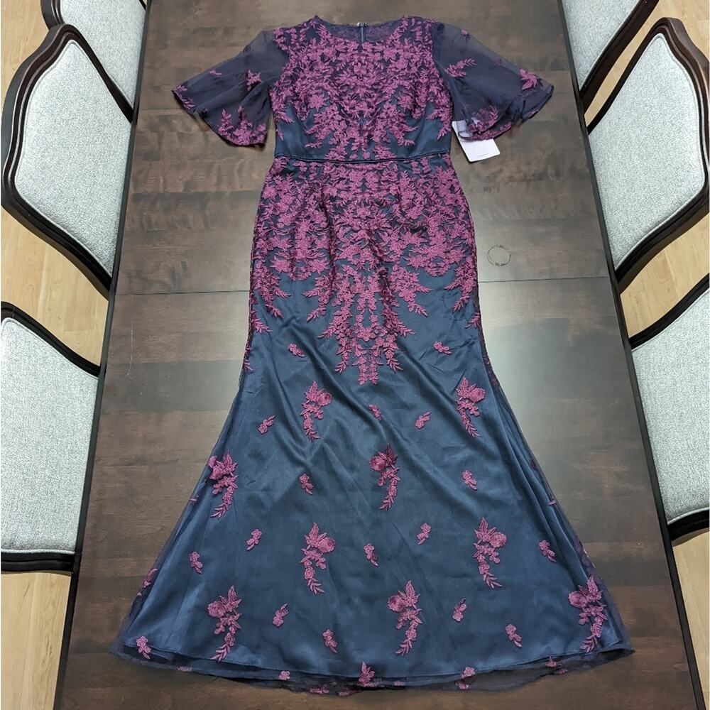 NWT JS Collections Illusion Embroidered Caplet Gown - Picture 2 of 10